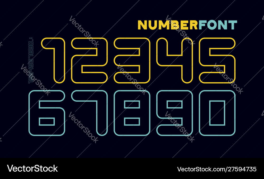 Numbers font sport with and numeric Numbers font sport with and numeric vector image