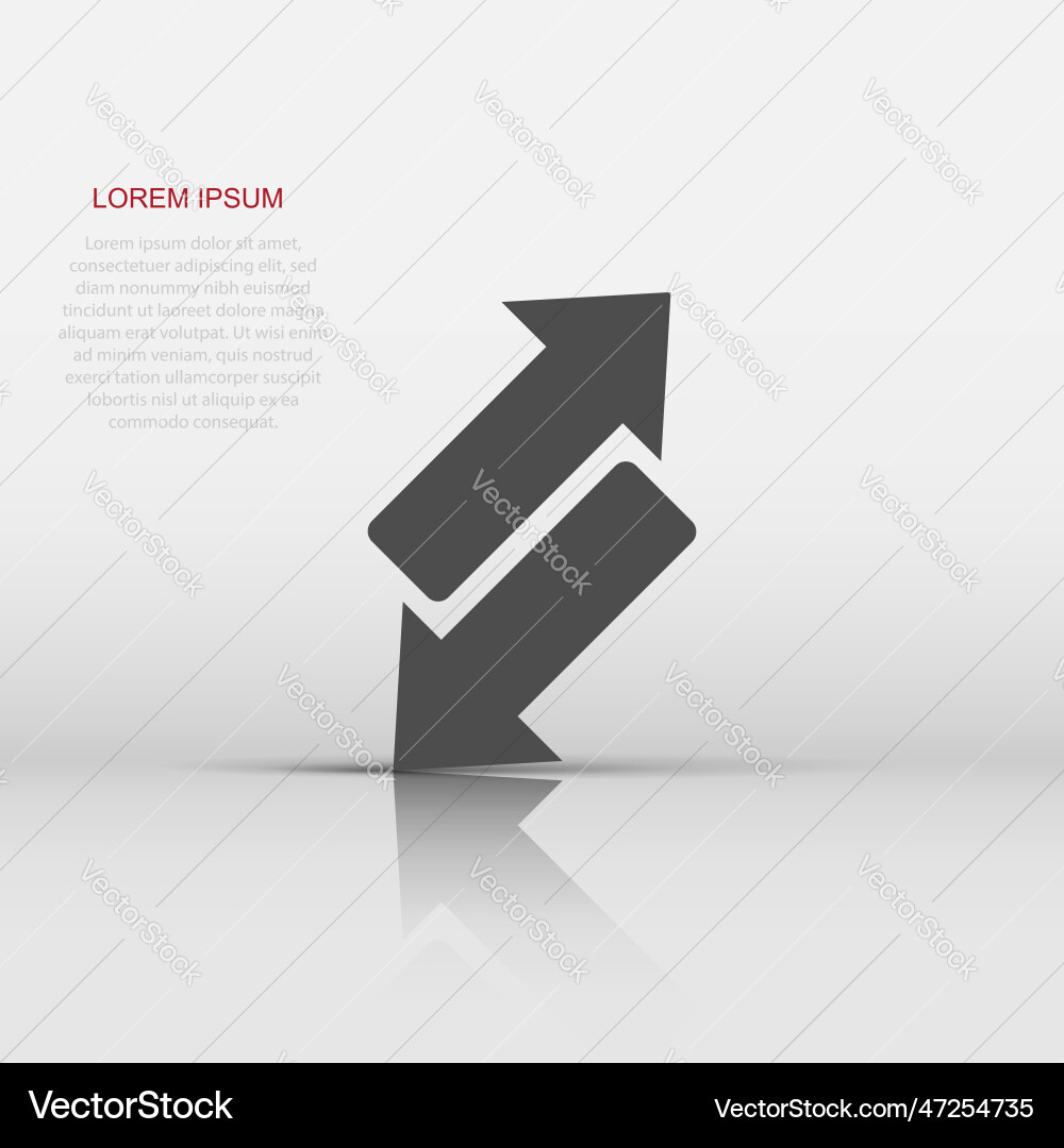 Reverse arrow sign icon in flat style refresh Vector Image