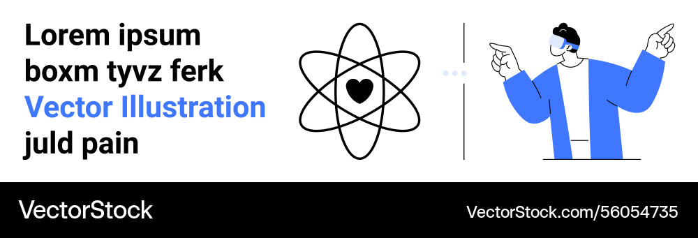 Scientist pointing towards atomic structure Scientist pointing towards atomic structure vector image