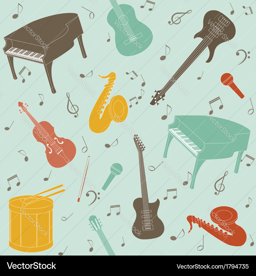 Seamless pattern with musical instruments vector image