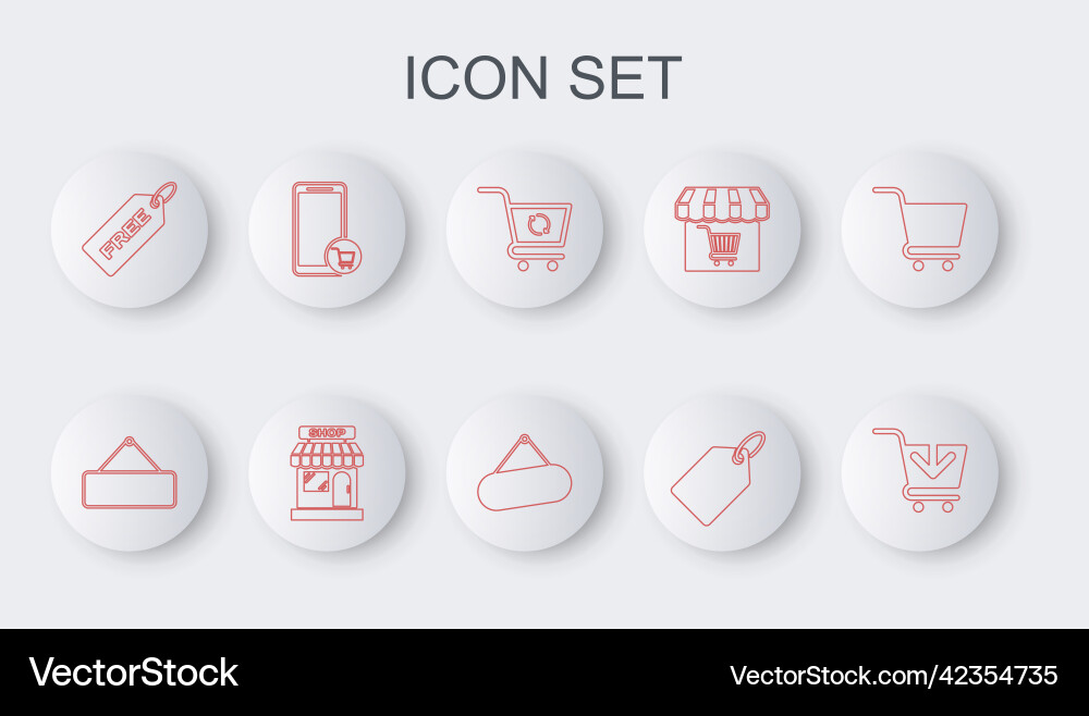 Set line add to shopping cart signboard hanging Set line add to shopping cart signboard hanging vector image