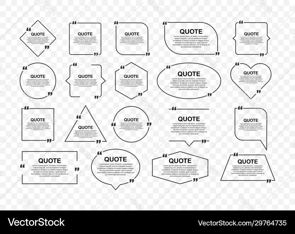 Set quote frames blank template with print Vector Image