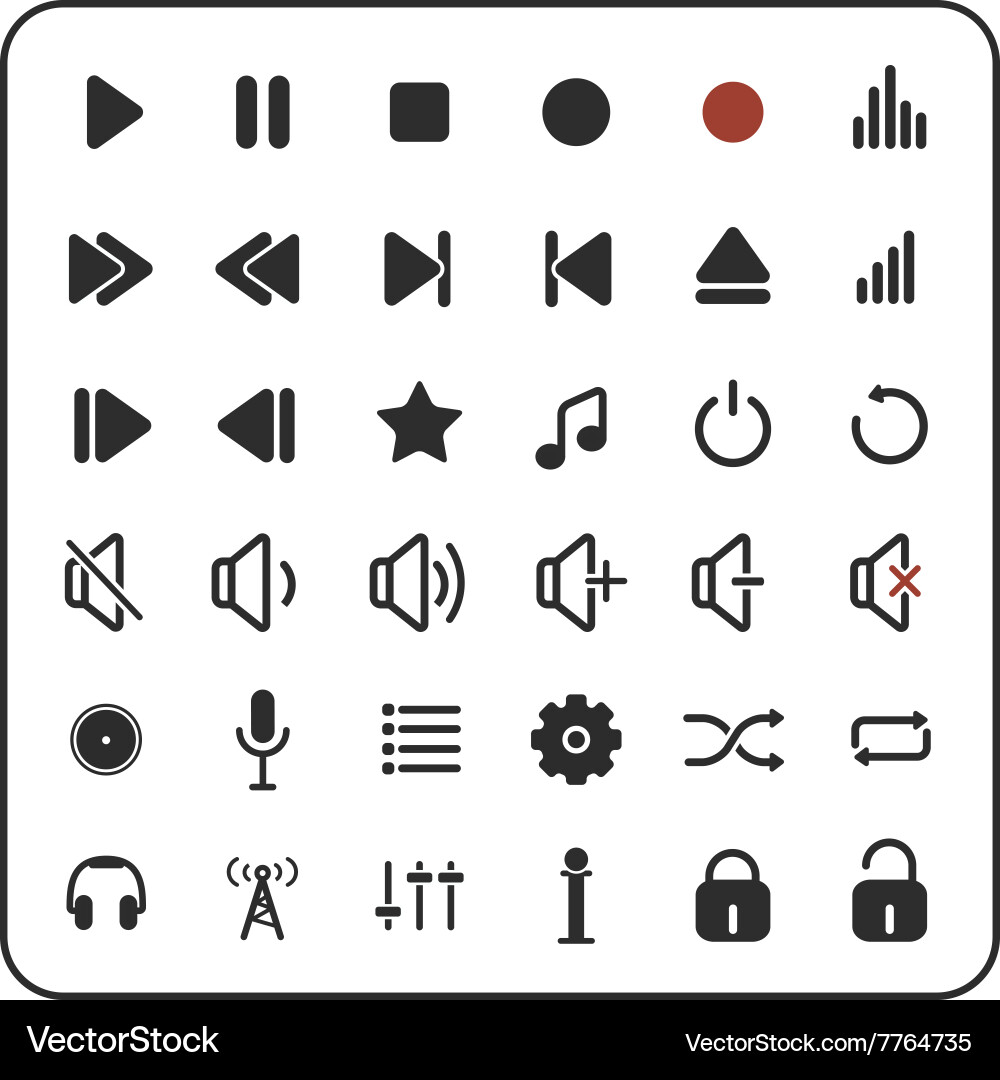 Sound player buttons audio icons Royalty Free Vector Image