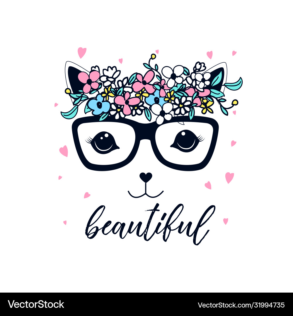 Sweet cat print design with slogan Sweet cat print design with slogan vector image