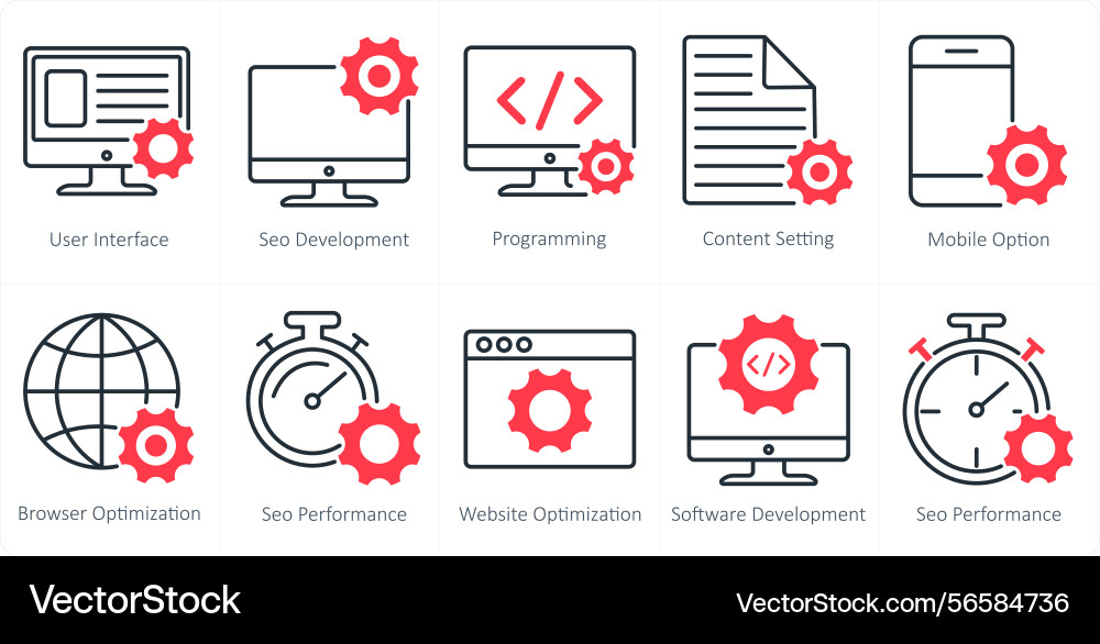 A set of 10 seo icons as user interface vector image