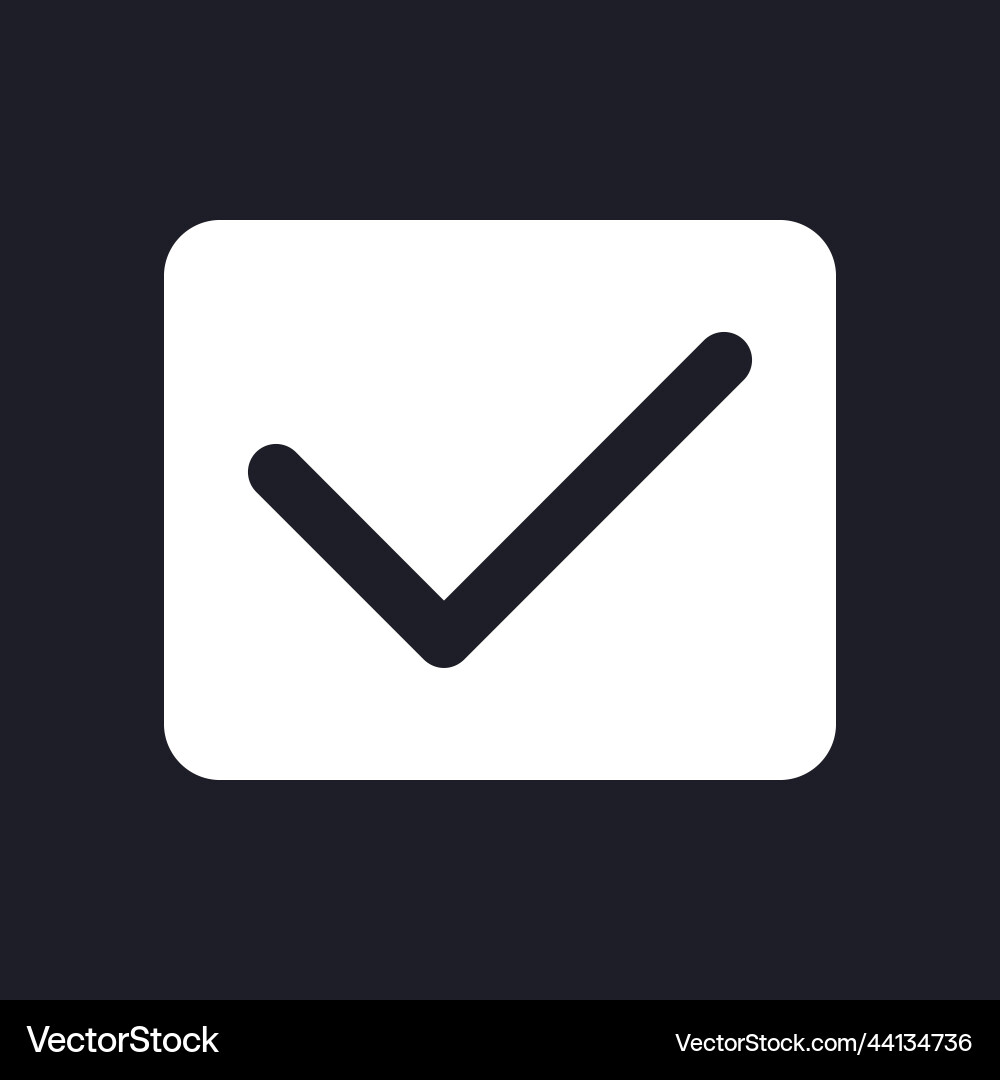 Checkmark dark mode glyph ui icon Checkmark dark mode glyph ui icon vector image