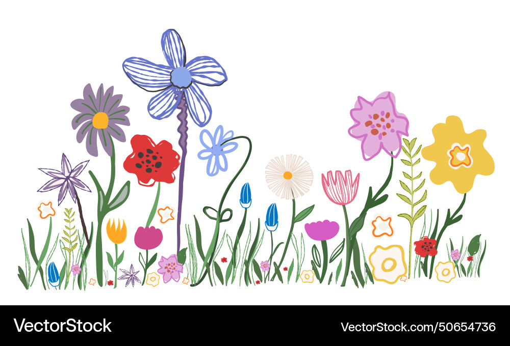 Colorful abstract flowers spring banner Royalty Free Vector