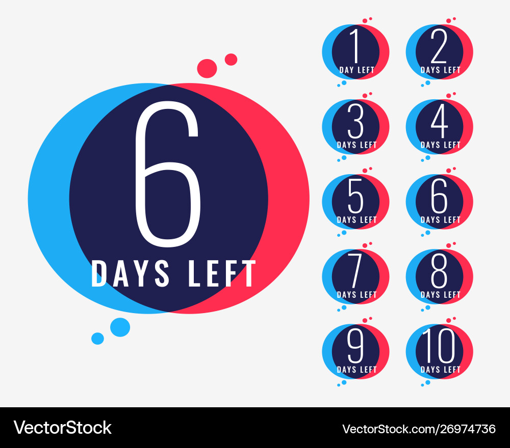 Days left countdown number banner design vector image