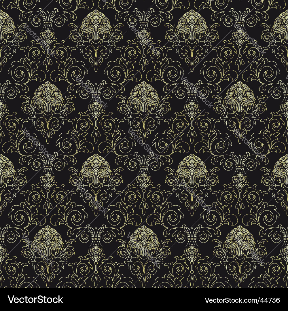 Elegant Gold Floral Damask Vector Image