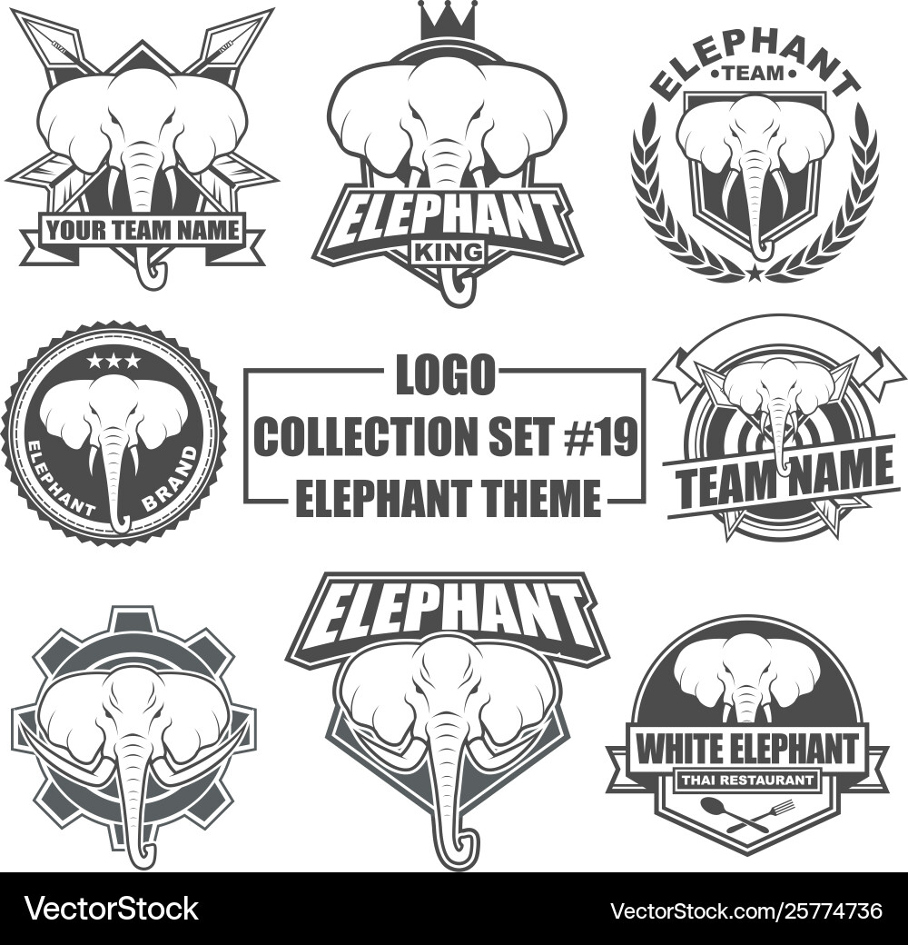 Elephant Logo Collection - Animal Theme Vector Image