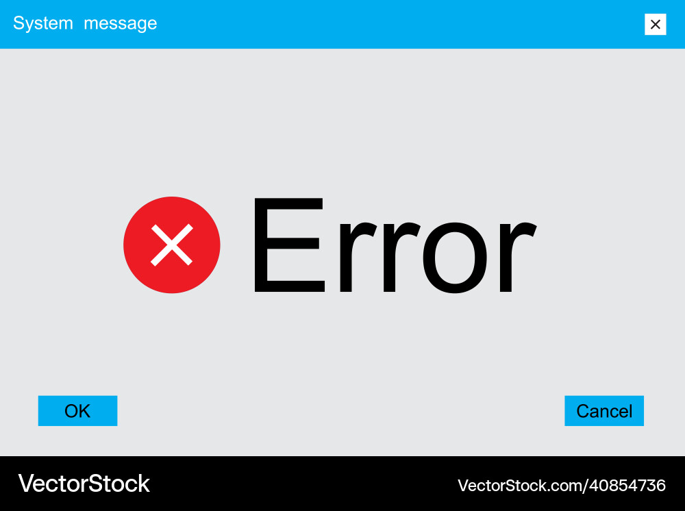 Error message computer icon red cross sign popup Error message computer icon red cross sign popup vector image