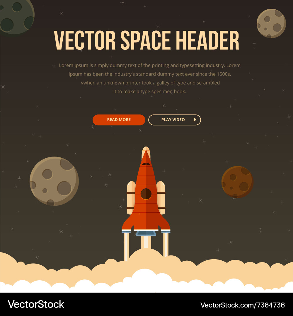 Flat rocket header background image vector image