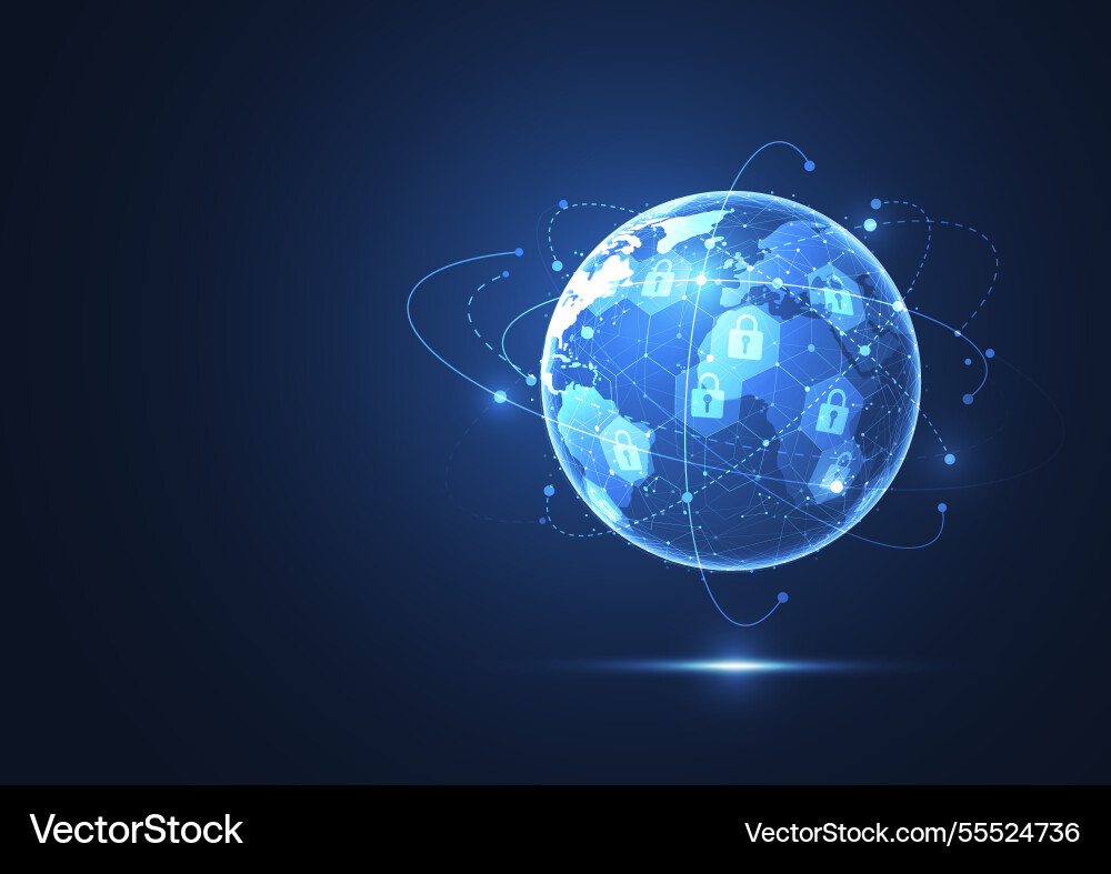 Global network with premium security connection Vector Image