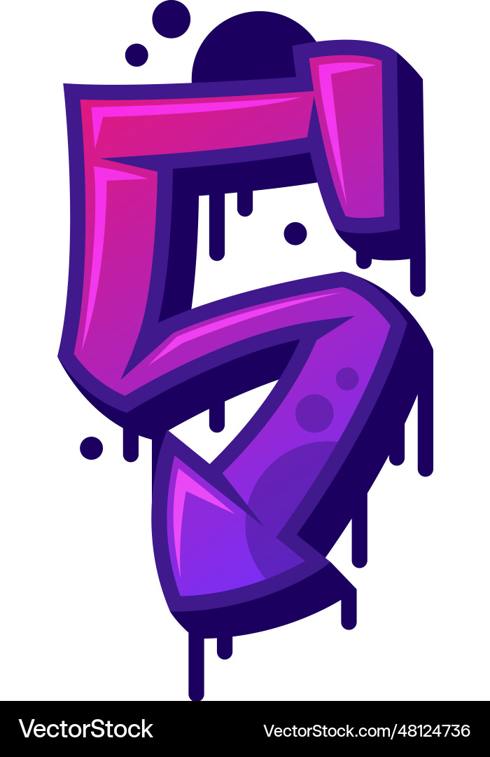 Graffiti five number and purple bold numeral Vector Image
