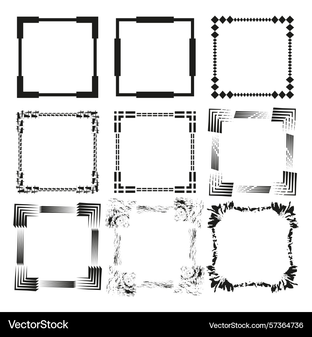 Grunge square frames distressed texture pattern Grunge square frames distressed texture pattern vector image