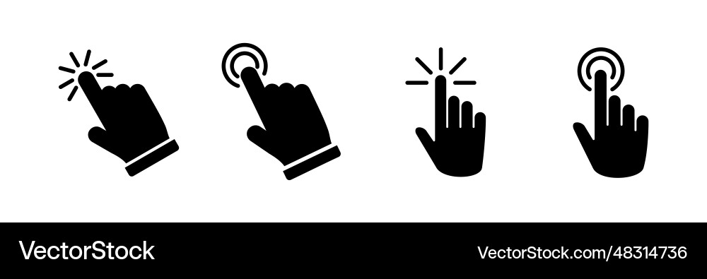 Hand click icon clicking finger pointer Hand click icon clicking finger pointer vector image