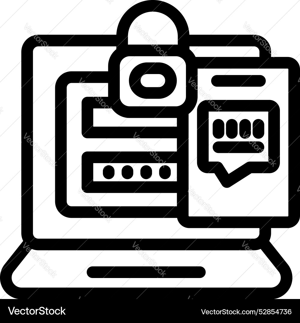 Laptop being protected with password Laptop being protected with password vector image