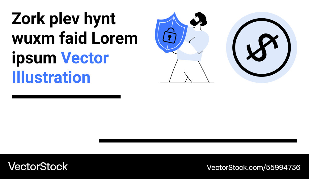 Man holding shield with lock protecting dollar Man holding shield with lock protecting dollar vector image