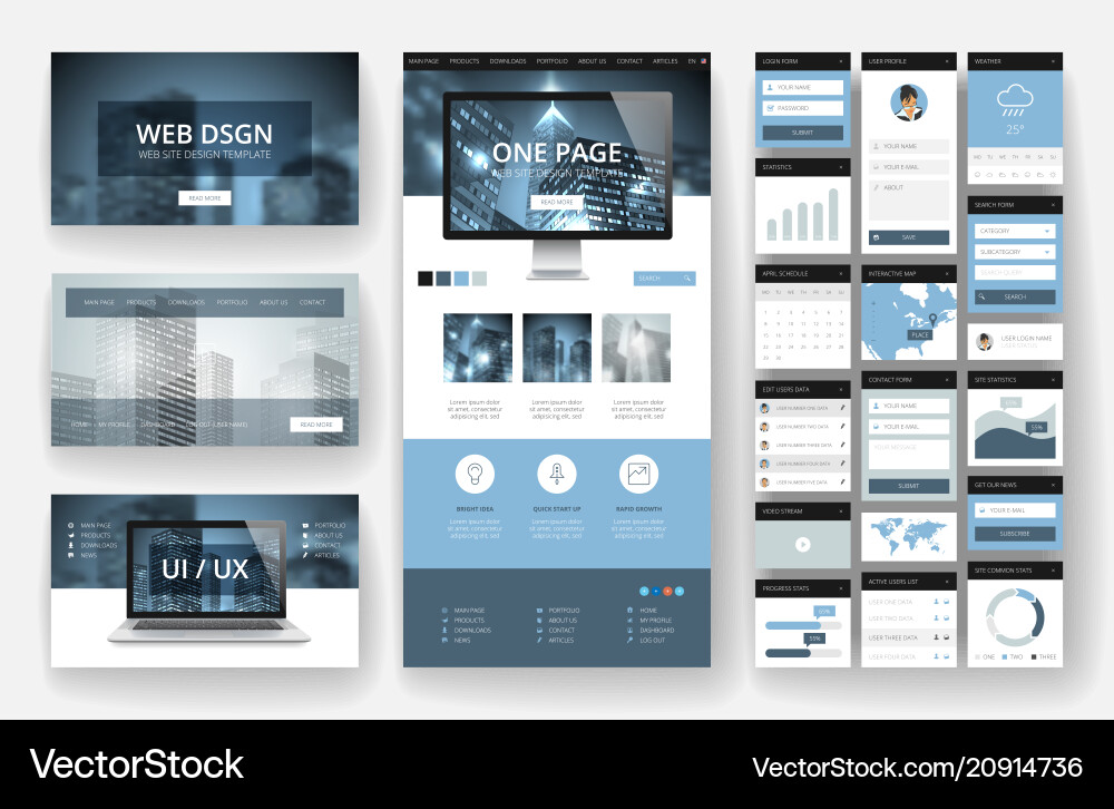 Modern Website Interface & Header Templates vector image