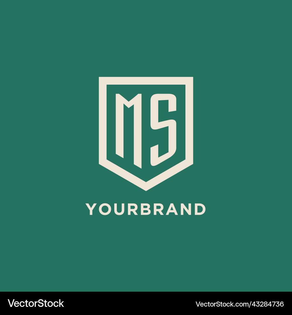 Ms initial logo monogram shield geometric shape Vector Image