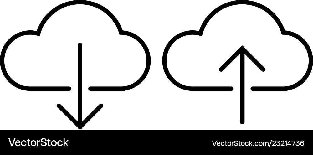 Outline cloud dowload and upload icon on white Outline cloud dowload and upload icon on white vector image