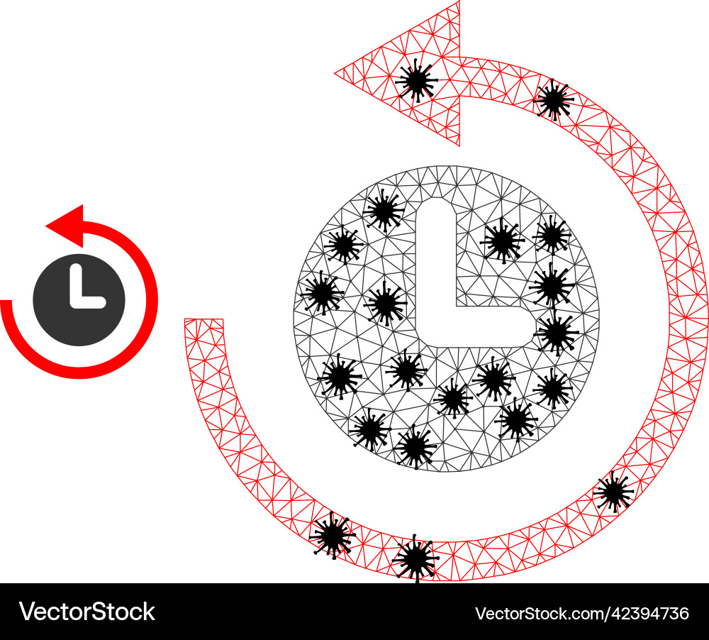 Polygonal mesh time return rotation pictograms Vector Image