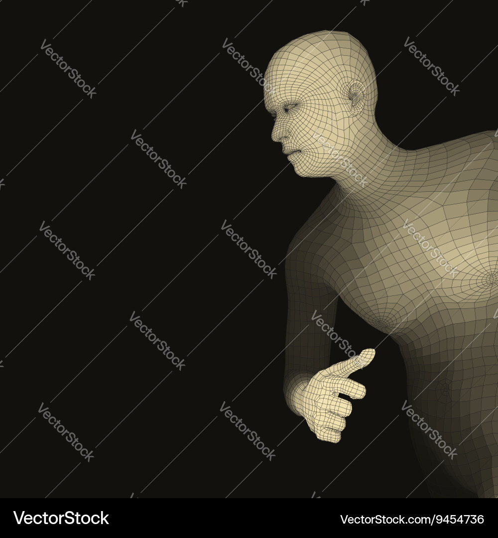 Running man polygonal design 3d model vector image