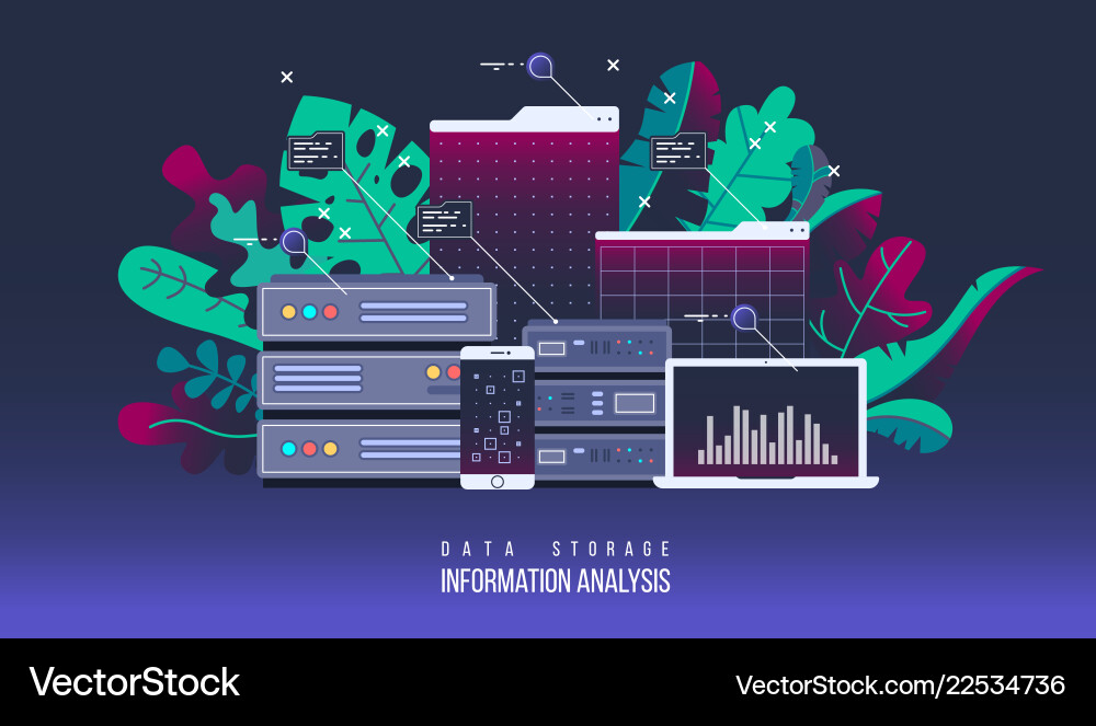 Server data center flat internet Server data center flat internet vector image