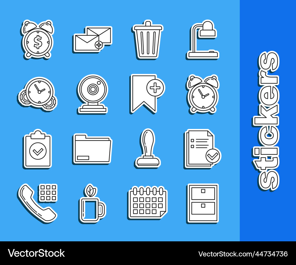 Set line archive papers drawer document and check Set line archive papers drawer document and check vector image