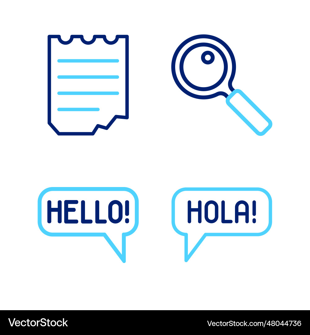 Set line hola in different languages hello Set line hola in different languages hello vector image