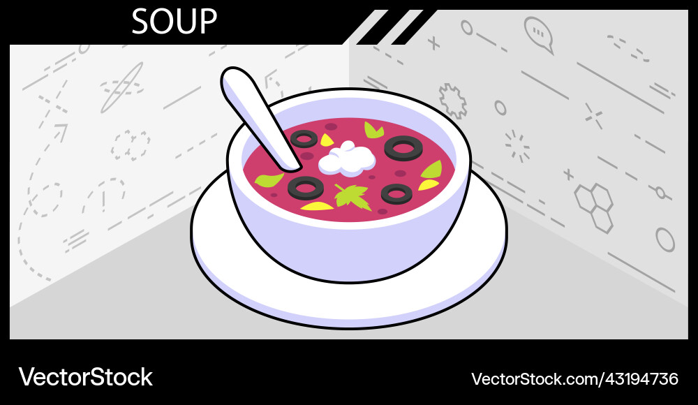 Soup isometric design icon web 3d colorful Soup isometric design icon web 3d colorful vector image