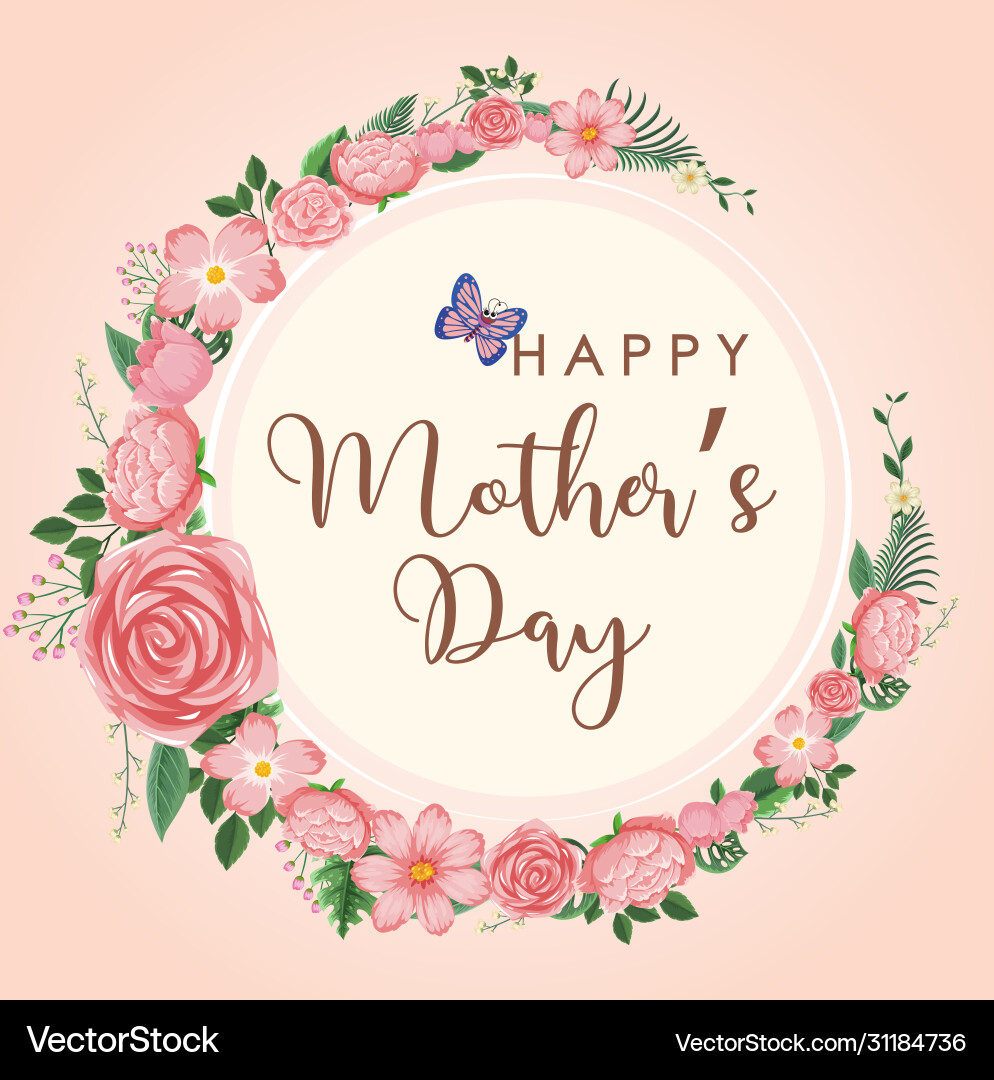 Template design for happy mothers day with pink