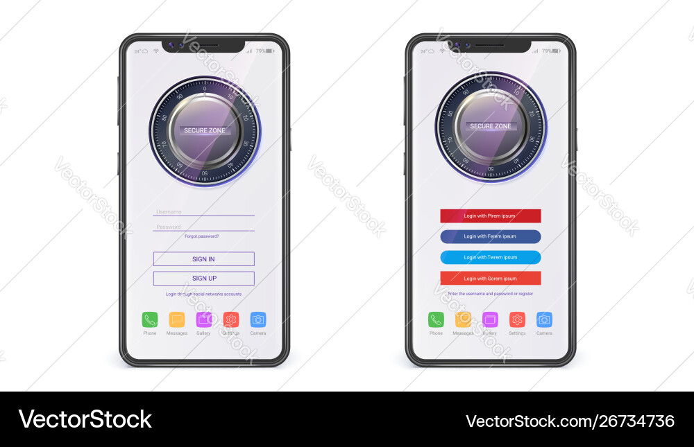 Ui design registration and enter page screen Ui design registration and enter page screen vector image