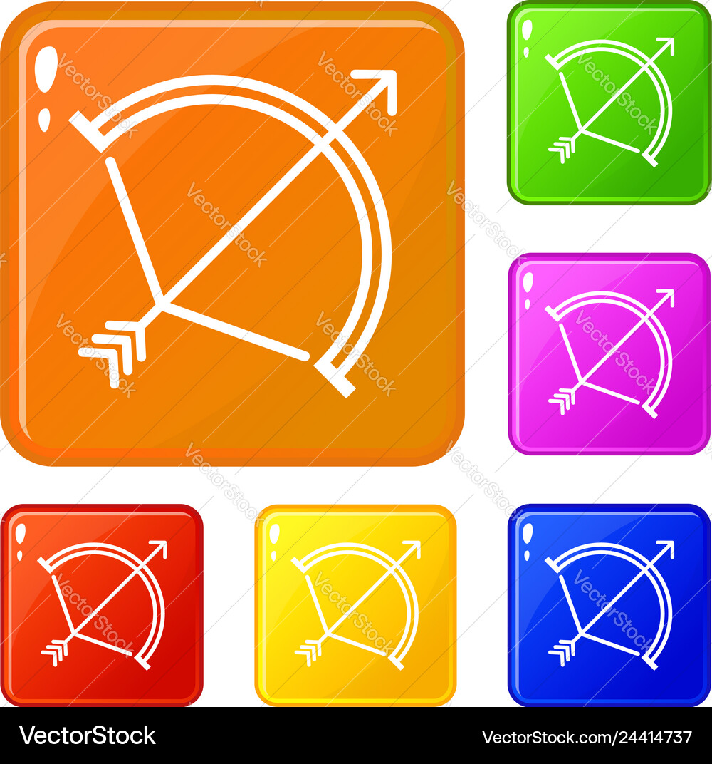 Bow string icons set color Bow string icons set color vector image