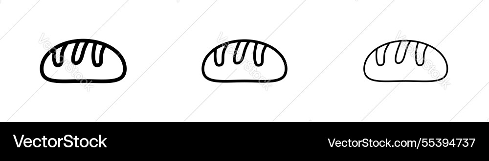 Bread icons in three different stroke lines Vector Image