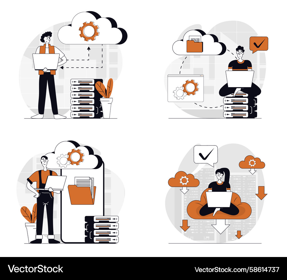 Cloud Computing & Data Sync Vector Image