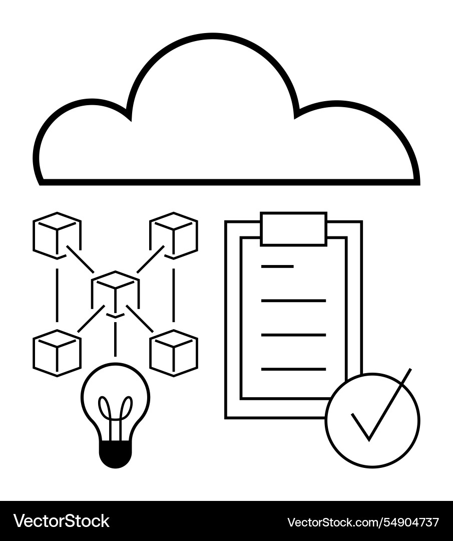 Cloud computing with blockchain checklist Cloud computing with blockchain checklist vector image