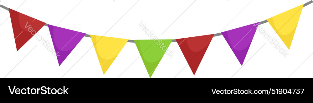 Colorful triangle flags hanging on string Colorful triangle flags hanging on string vector image