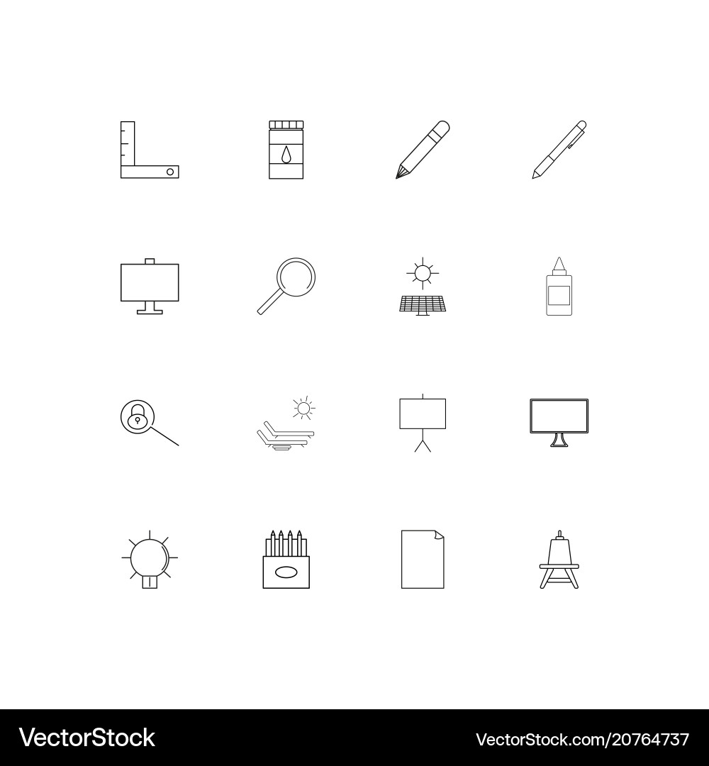 Creative process and design linear thin icons set vector image