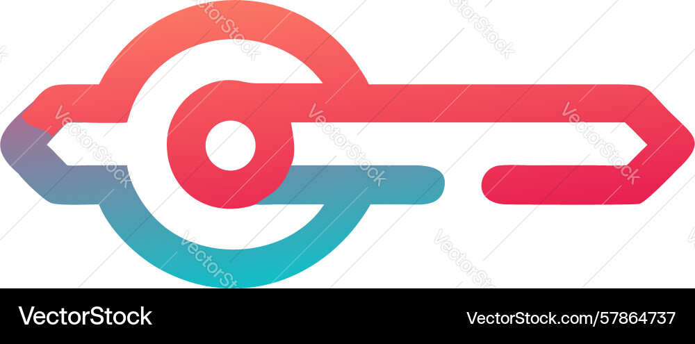 Dynamic key with swirling arrow symbolizing Vector Image