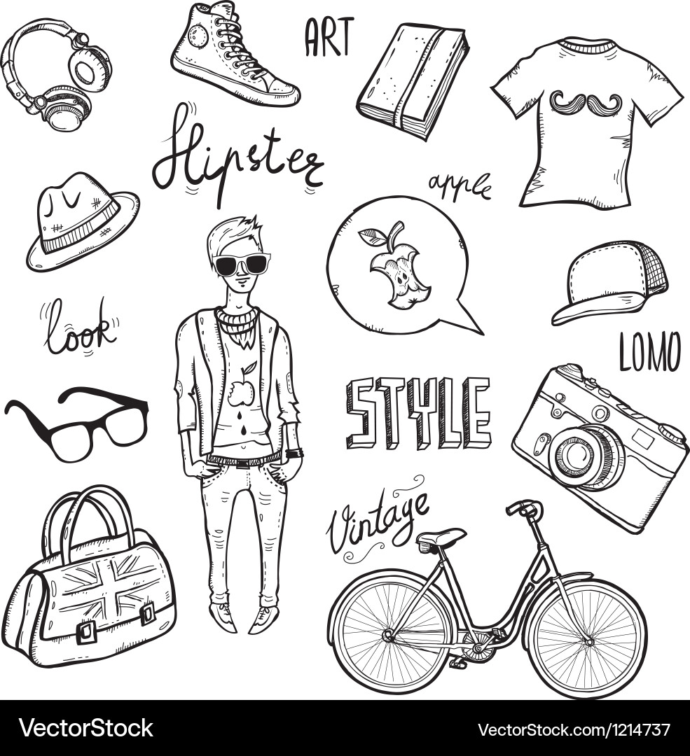 Elemente des Hipster-Stils Vektorbild