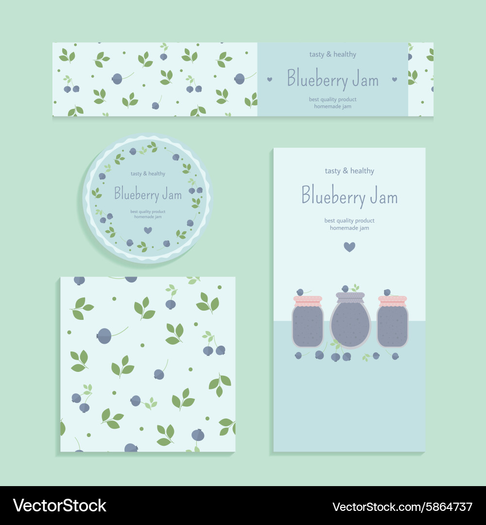 Homemade blueberry jam set Vector Image
