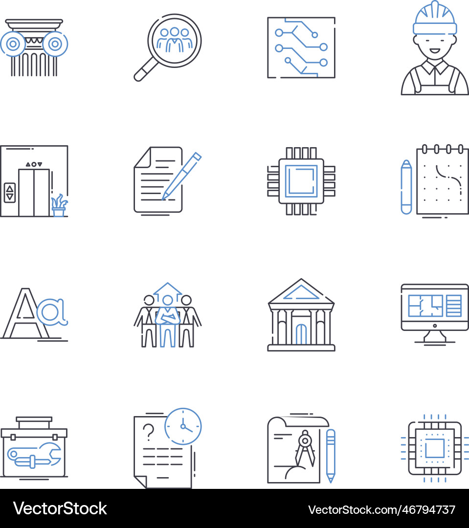 Mathematical software line icons collection Mathematical software line icons collection vector image