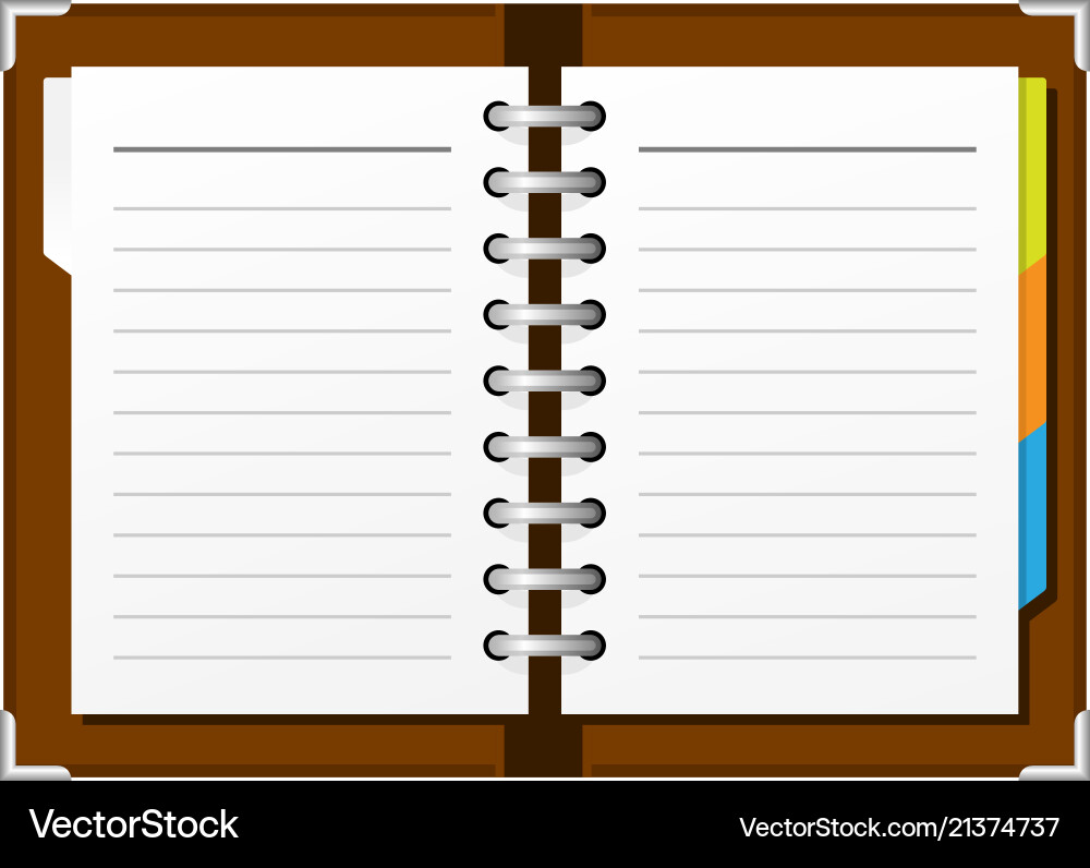 Open spiral diary or notepad - double-page spread vector image