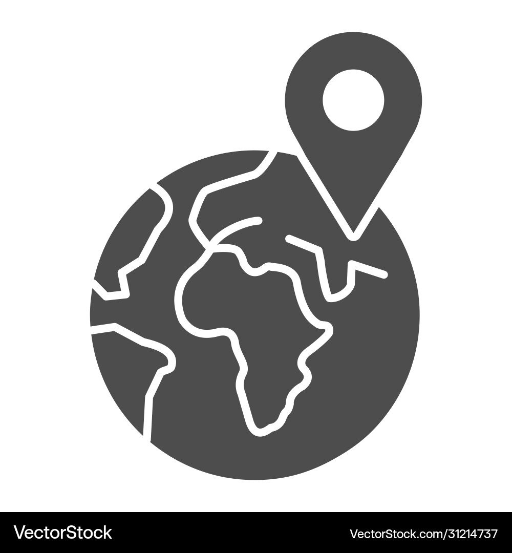 Planet earth with pointer solid icon delivery Vector Image