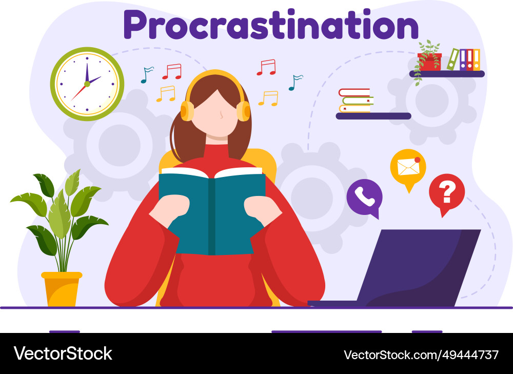 Procrastination with procrastinating lazy Procrastination with procrastinating lazy Vector Image