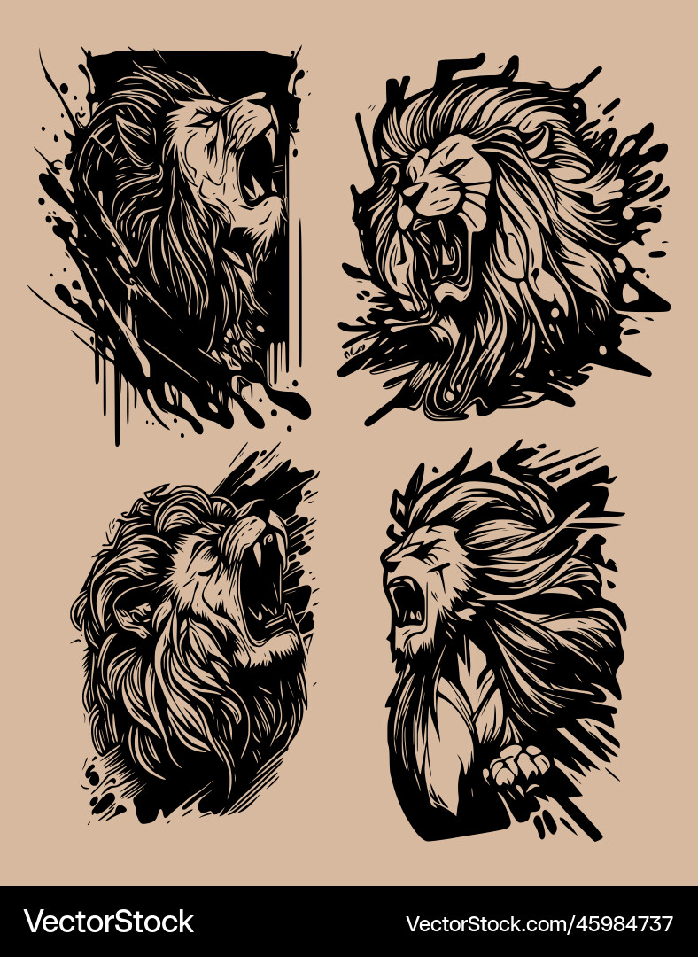 Psychedelic lion roar sketch Royalty Free Vector Image
