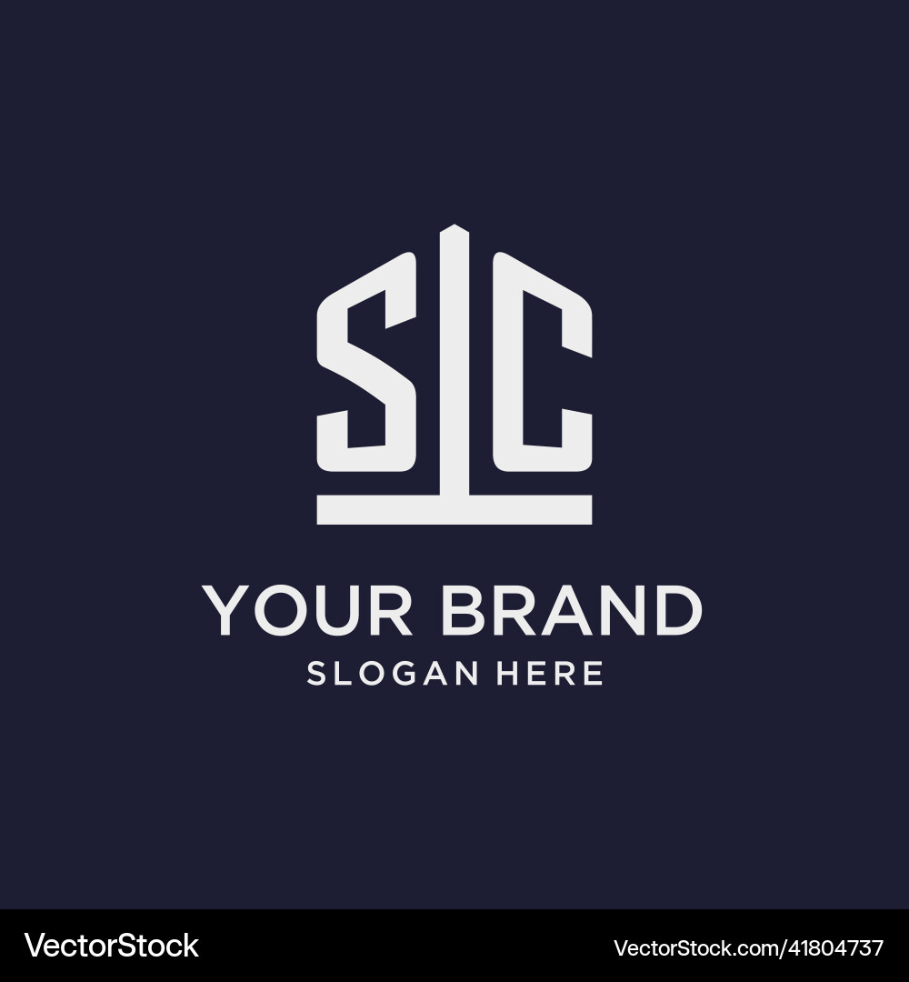 Sc initial monogram logo design with pentagon Sc initial monogram logo design with pentagon Vector Image