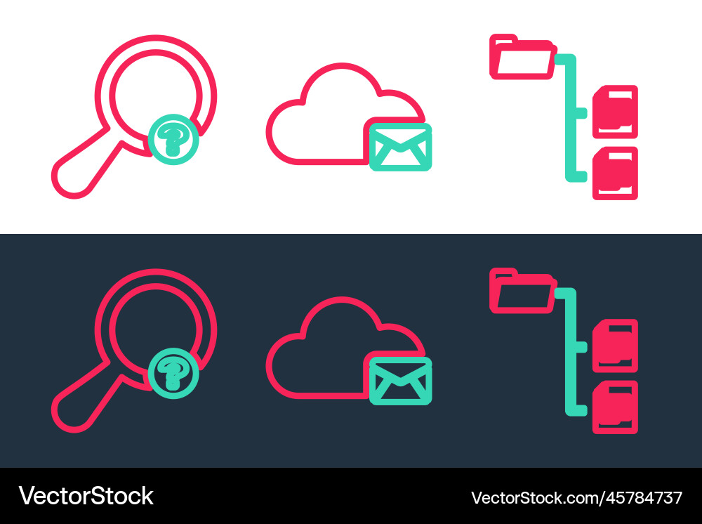 Set line folder tree unknown search and cloud Set line folder tree unknown search and cloud vector image