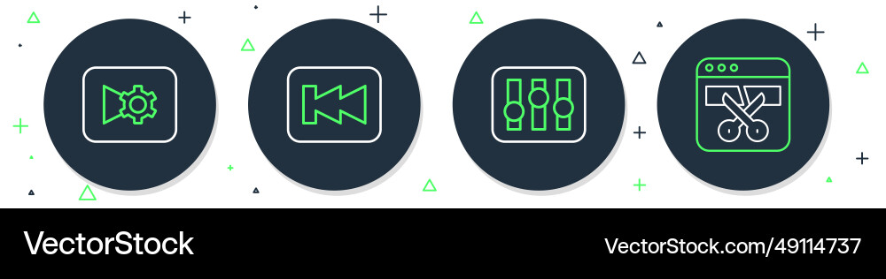 Set line rewind button sound mixer controller Set line rewind button sound mixer controller vector image